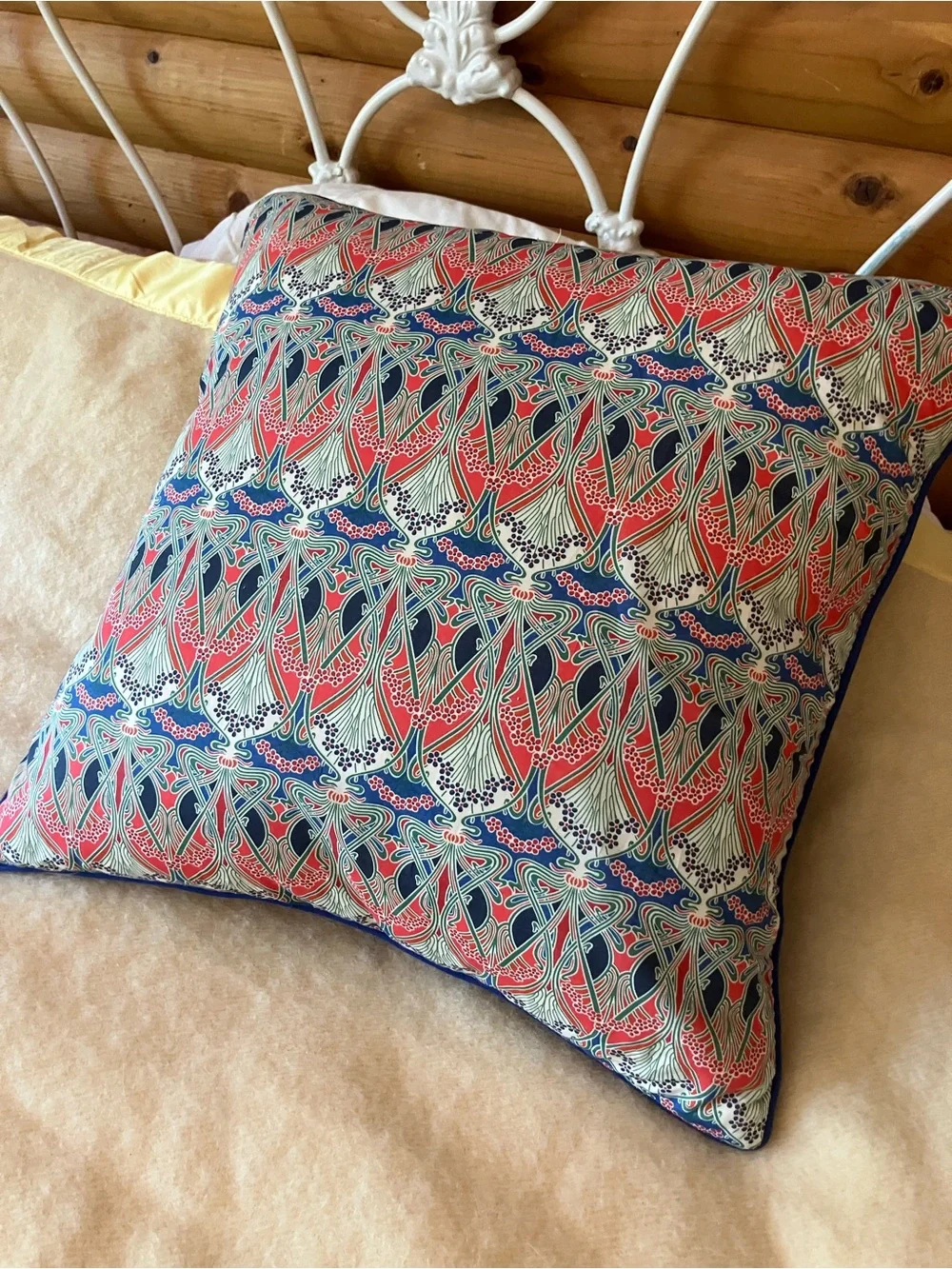 Alice Caroline made in England 100% cotton pillow with velvet & feather insert